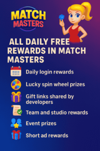 Match Masters Free Gifts Daily Boosters And Coins – Today’s Updated