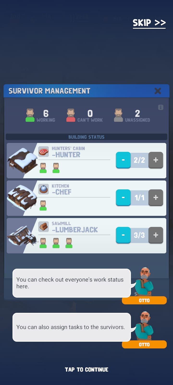 Frozen City survivor management