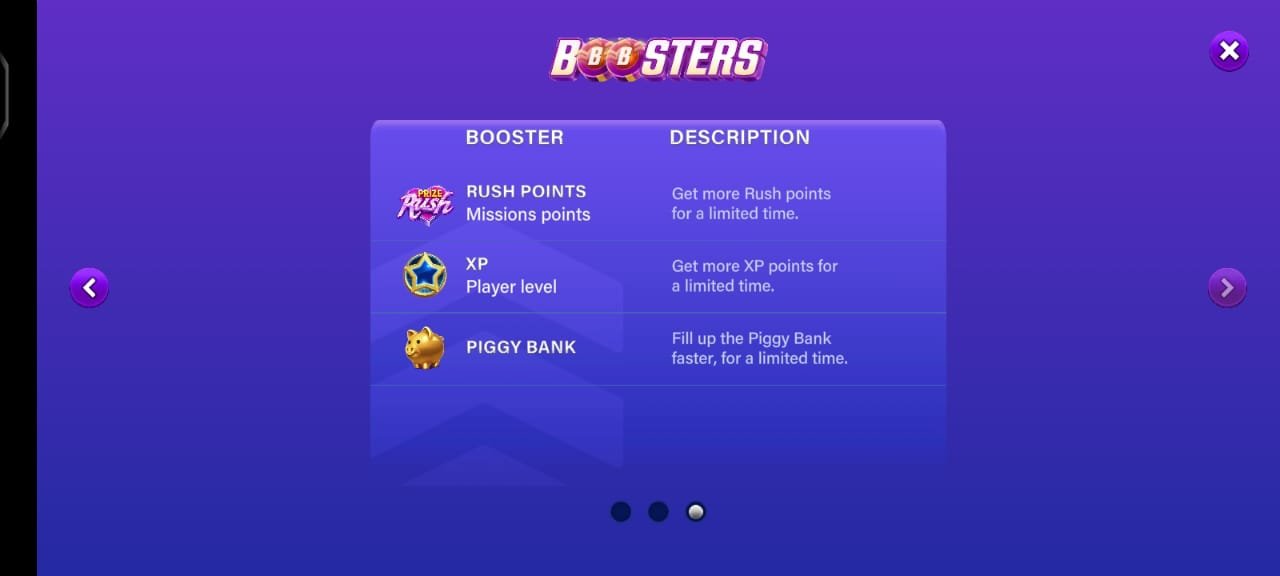 Rush Points, XP, and Piggy Bank boosters help you earn faster for a limited time