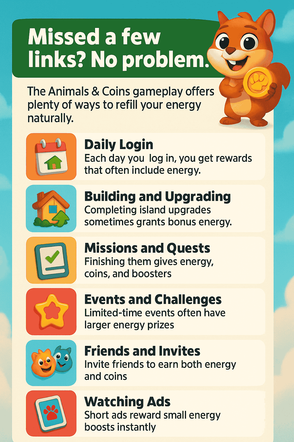 More ways to Get Free Energy in animal and coins