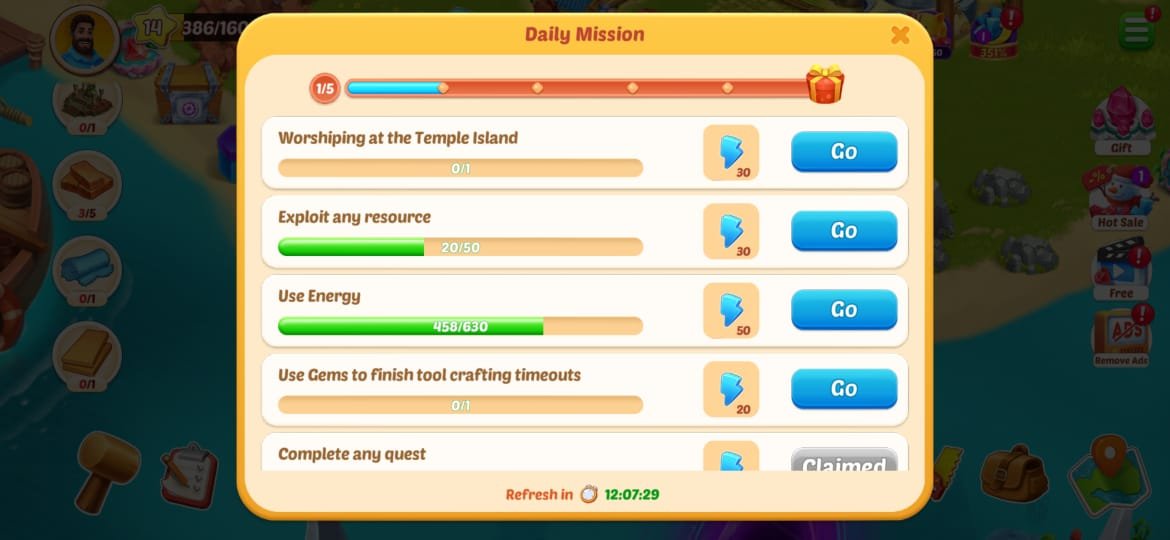 Kong island daily missions