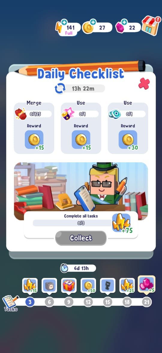 daily checklist merge mansion